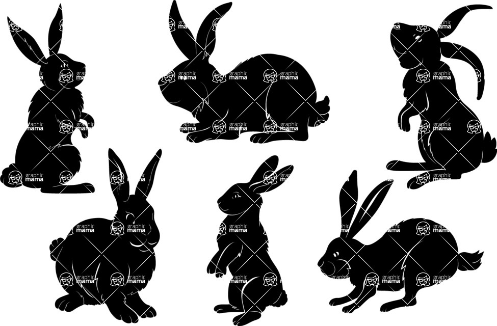 Vector silhouettes - Vector Rabbit Silhouettes Set